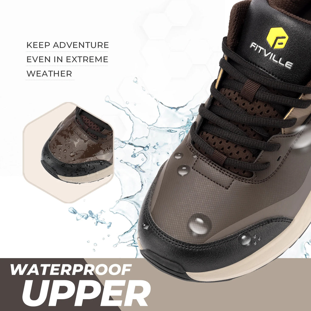 Fittington Hiking Shoes Extra Wide For Man Outdoor Walking Shoes Low-top Waterproof Work Shoes Toe with Arch Support for Heel