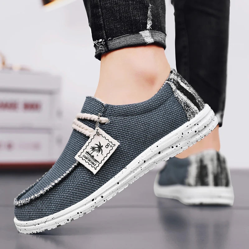 Men's Canvas Shoes Summer 2023 New Lightweight Breathable Soft Slip on Casual Shoes Fashion Beach Vacation Loafers Men Footwear