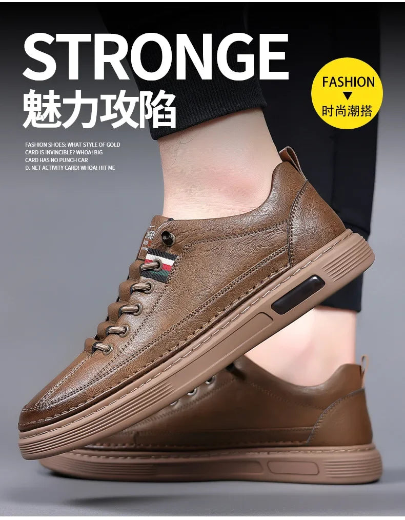 New Leather Shoes for Men Non-slip Sports Fashion Comfortable Sneakers Male Flat Slip-on Casual Brand Men's Casual