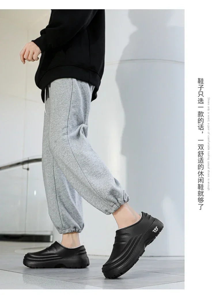 New Unisex Fashion Cotton Slippers Men Winter Warm Home Cotton Shoes Waterproof Garden Shoes Indoor Slip on Concise Shoes Woman