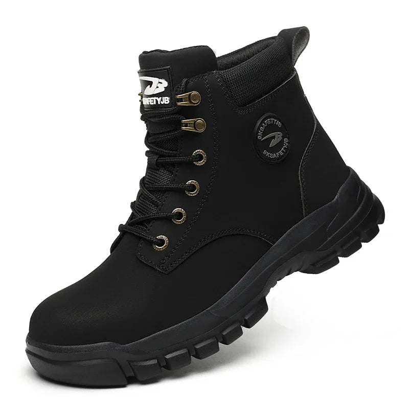 New 2024 Fashion Winter Velvet Work Safety Boots For Men Nail Proof Indestructible Waterproof Steel Toe Cap Male Sneakers
