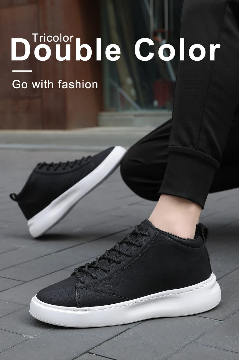 Shoes for Men Fashion Casual Sports Shoes Male Sneakers Trend Genuine Leather 2023 New Flat Running Shoes Large Size 39-46 White