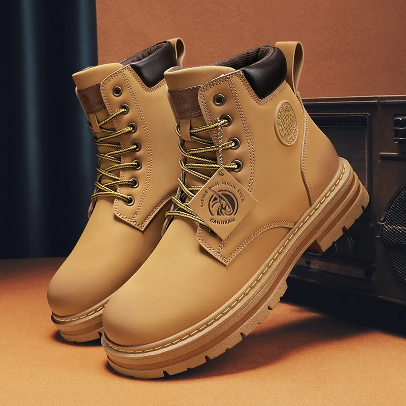 2026 Winter Ankle Boots Men's Boots Outdoor Yellow Boots Classic Design High Top Men Casual Shoes Botas Para Hombre