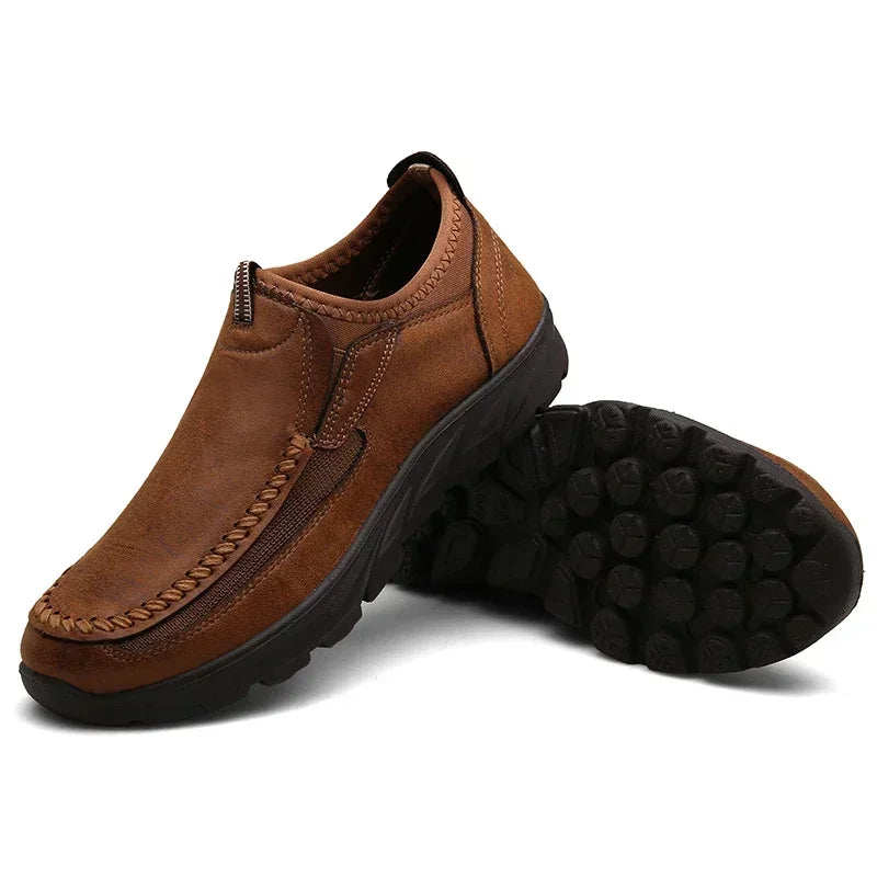 Leather Men Casual Shoes Comfortable Man Walking Runnning Sneakers Breathable Man Loafers Slip on Driving Shoes Zapatos Size 48