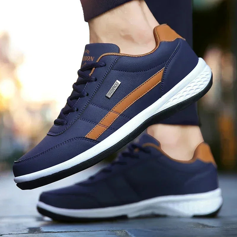 Shoes for Lace Up Footwear Vulcanized Men Leather Sneaker Waterproof Casual Comfortable Men's Sneaker Man Shoe Masculino