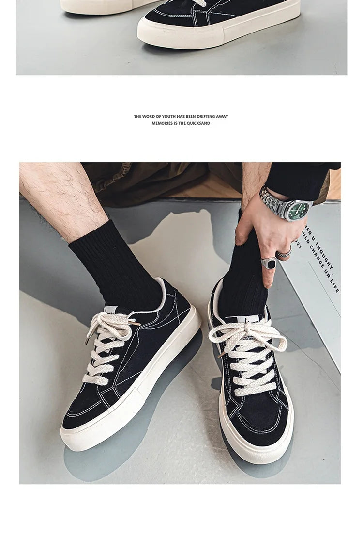 Men Skateboarding Shoes Canvas Thick Bottom Platform Shoes Comfortable Breathable Vulcanized Shoes Casual Sneakers Student Shoe