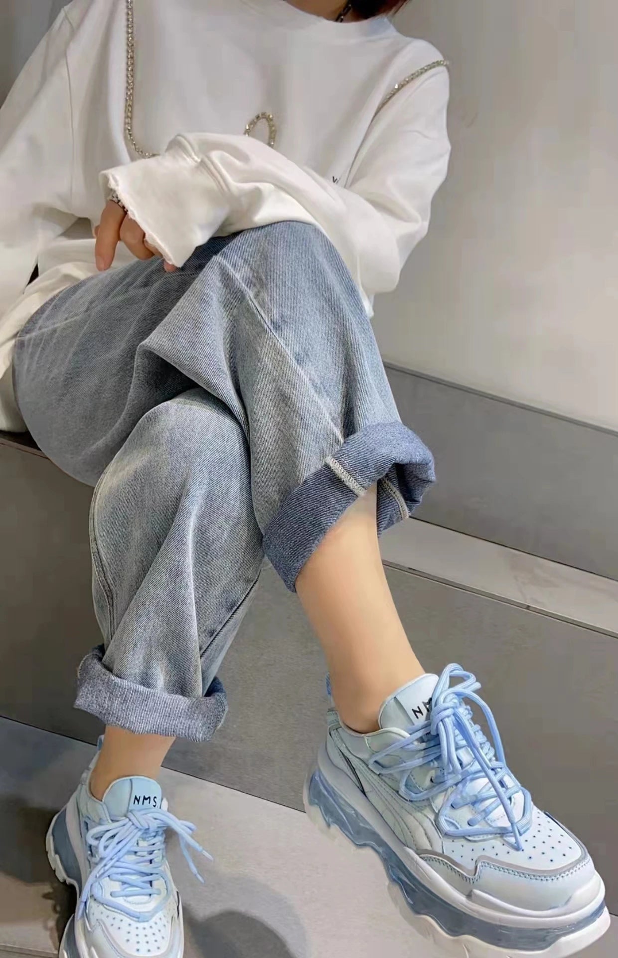 Shoes Women Sneakers Fashion Sole Design Light Color Summer Chunky Luxury Casual Sports Lace-up Basic Walking Shoes