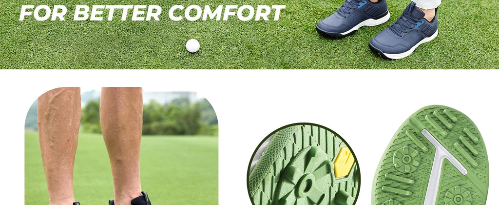 Fittington Professional Golf Shoes Wide Man Casual Sneakers Cushioning Outdoor Water Resistant Sport Shoes for Men with Spike
