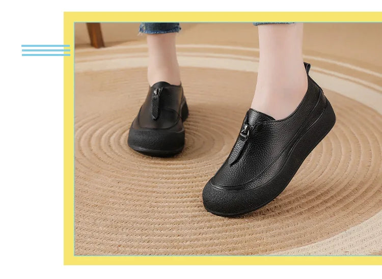Top quality front zip red loafers woman slip-on geunine leather shoes designer womens oxford sneakers plus size female shoe