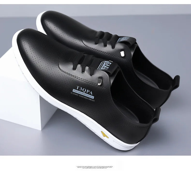 2025 Shoes for Men Leather Casual Shoes Summer New Microporous Slip-on Loafers Fashion Round Toe Sandals Driving Shoes