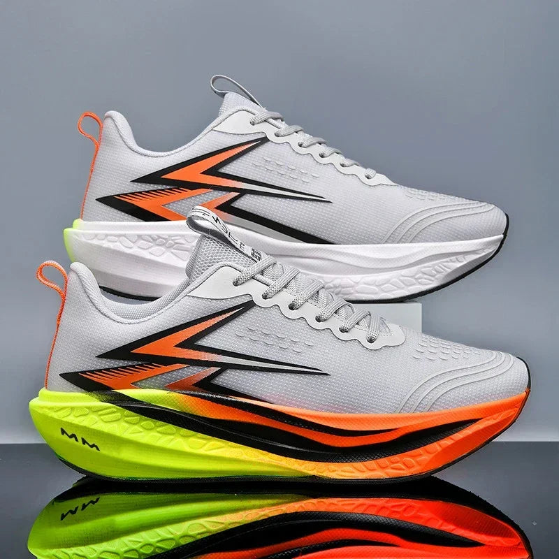 Men Women Carbon Plate Running Shoes Soft Cushion Shock Absorbing Sports Shoes Unisex Sneakers Light Anti-Slip Training Shoes