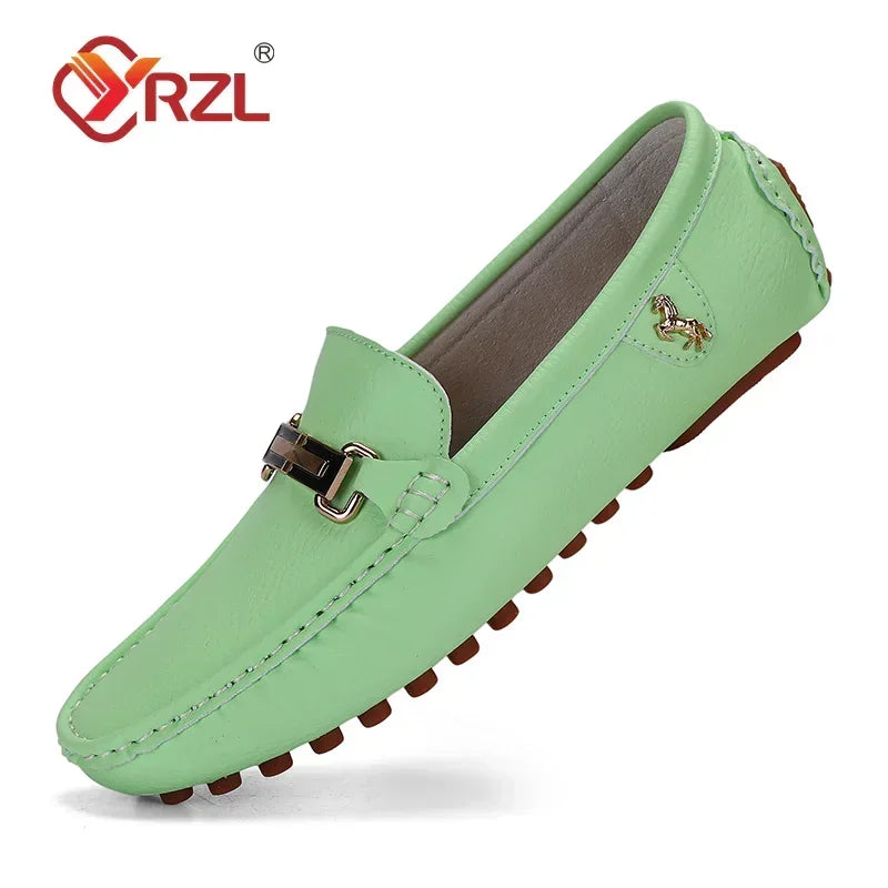 YRZL Men's Loafers Dress Office Shoes Men PU Leather Casual Shoes Lightweight Breathable Comfortable Slip on Driving Shoes Men