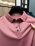High End Brand New Summer Solid Color Silk Cotton High-quality Short Sleeved Polo Men's Fashionable Business Seamless Casual Top