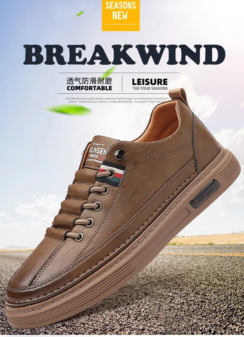 New Leather Shoes for Men Non-slip Sports Fashion Comfortable Sneakers Male Flat Slip-on Casual Brand Men's Casual