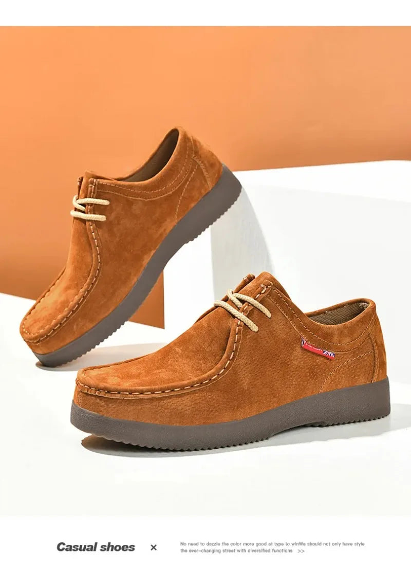 High Quality Men Casual Shoes Suede Leather Work Shoes Platform British Business Party Dress Shoes Male Lace-up Flats Sneakers