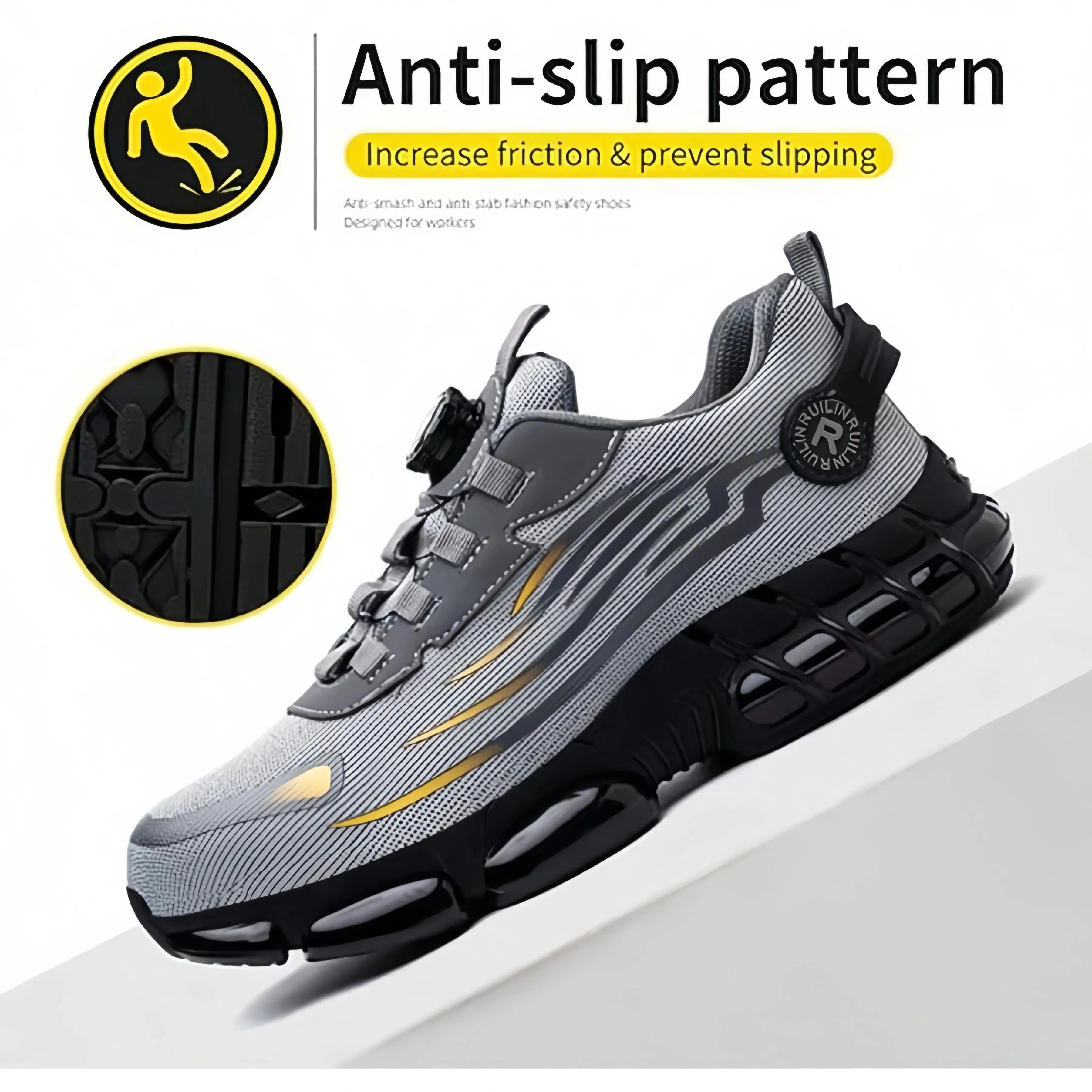 Indestructible Steel Toe Shoes for Men Women Construction Industrial Work Safety Sneakers Rotated Button Easy Wear