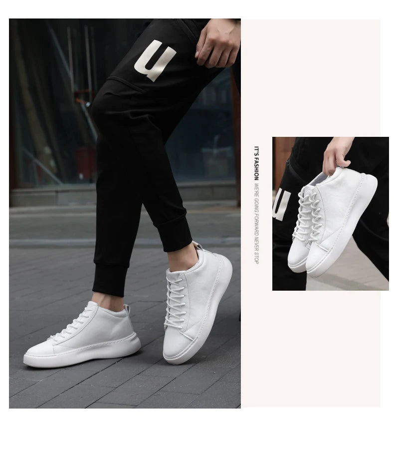 Shoes for Men Fashion Casual Sports Shoes Male Sneakers Trend Genuine Leather 2023 New Flat Running Shoes Large Size 39-46 White