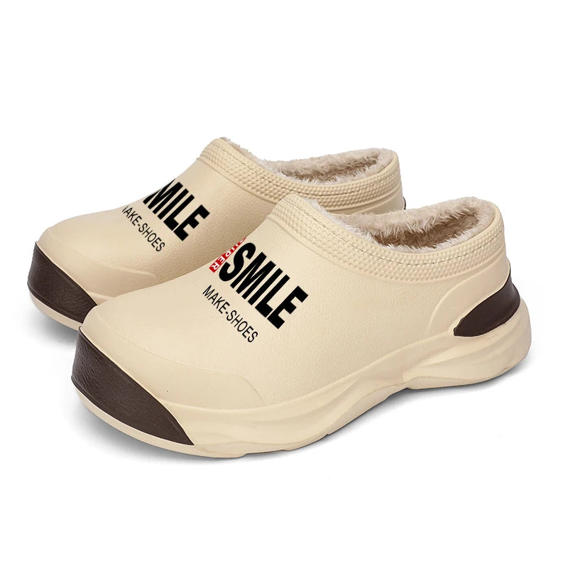 STRONGSHEN Men Plush Warm Chef Shoes Outdoor Garden Clogs Proffesional Waterproof Oilproof Non-Slip Kitchen Shoes For Pet Work