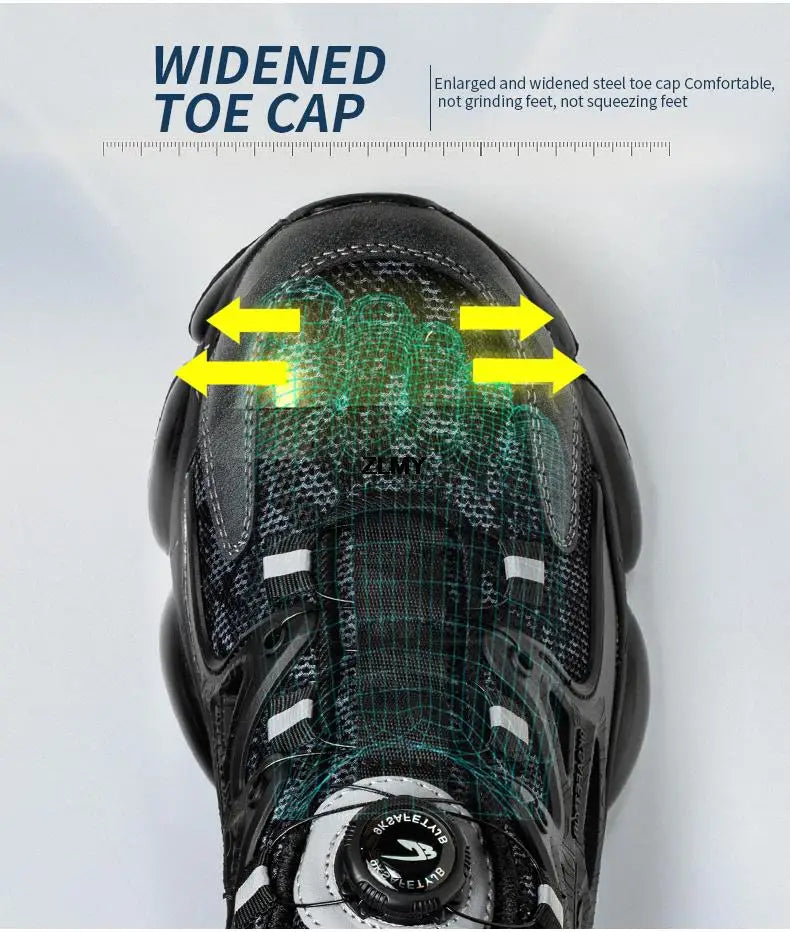 ZLMY Rotating Button Safety Shoes Men Steel Toe Sneakers Air Cushion Work Shoes Man Puncture Proof Work Safety Boots Protective