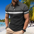 Men Summer Short Sleeve Spell Color Polo Shirt , Men Slim Fit Sport Golf Polo Shirt .