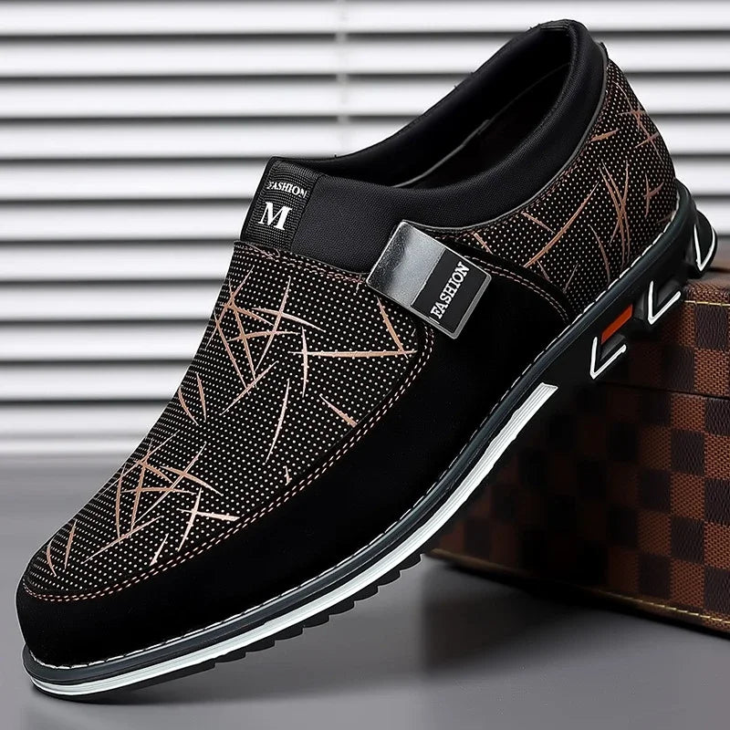 Business Men Leather Shoes for Men 2025 New Comfort Trend Flat Work Shoes Casual Moccasin Sneakers Slip on Big Size Male Loafers