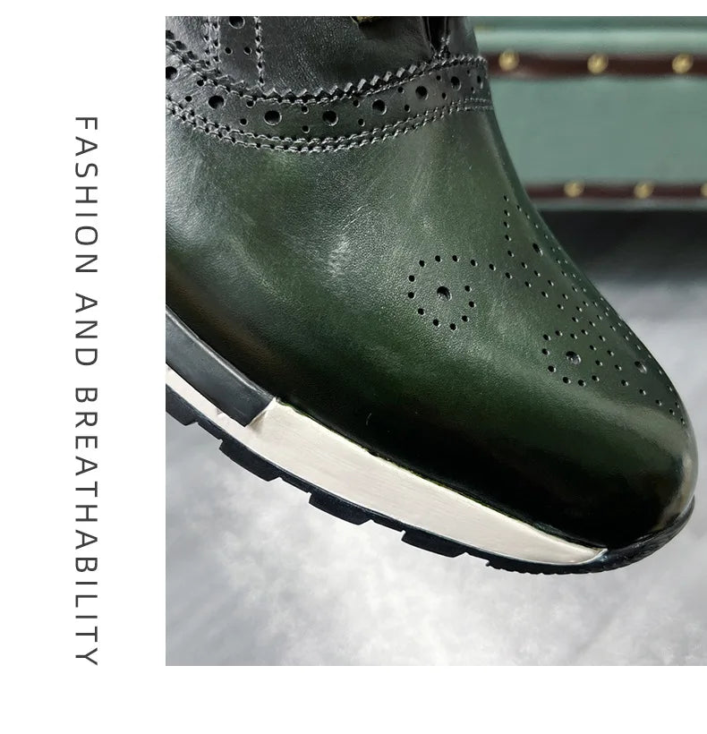 Spring Casual Shoes Men's Genuine Leather Anti-skid Sports Shoes Outdoor Walking Shoes Classic Pointed Breathable Leather Shoes