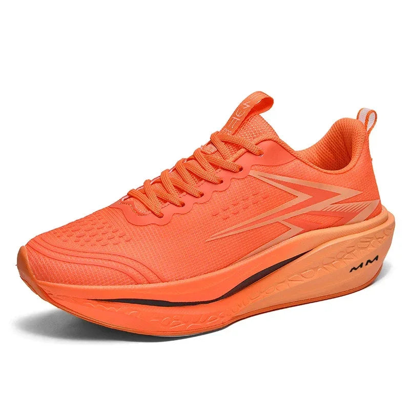 Men Women Carbon Plate Running Shoes Soft Cushion Shock Absorbing Sports Shoes Unisex Sneakers Light Anti-Slip Training Shoes