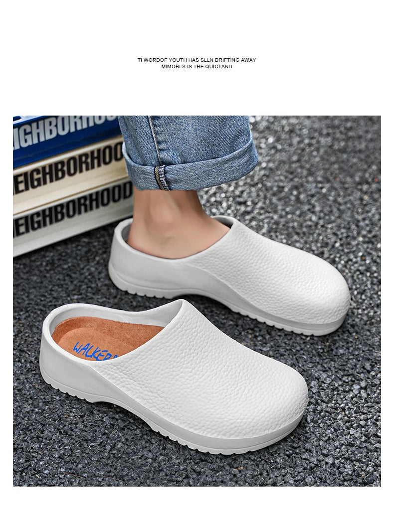 Couple Chef Shoes Four Seasons Waterproof  Anti slip Men's and Women's casual Business Work Shoes Fashion comfort Half EVA Shoes