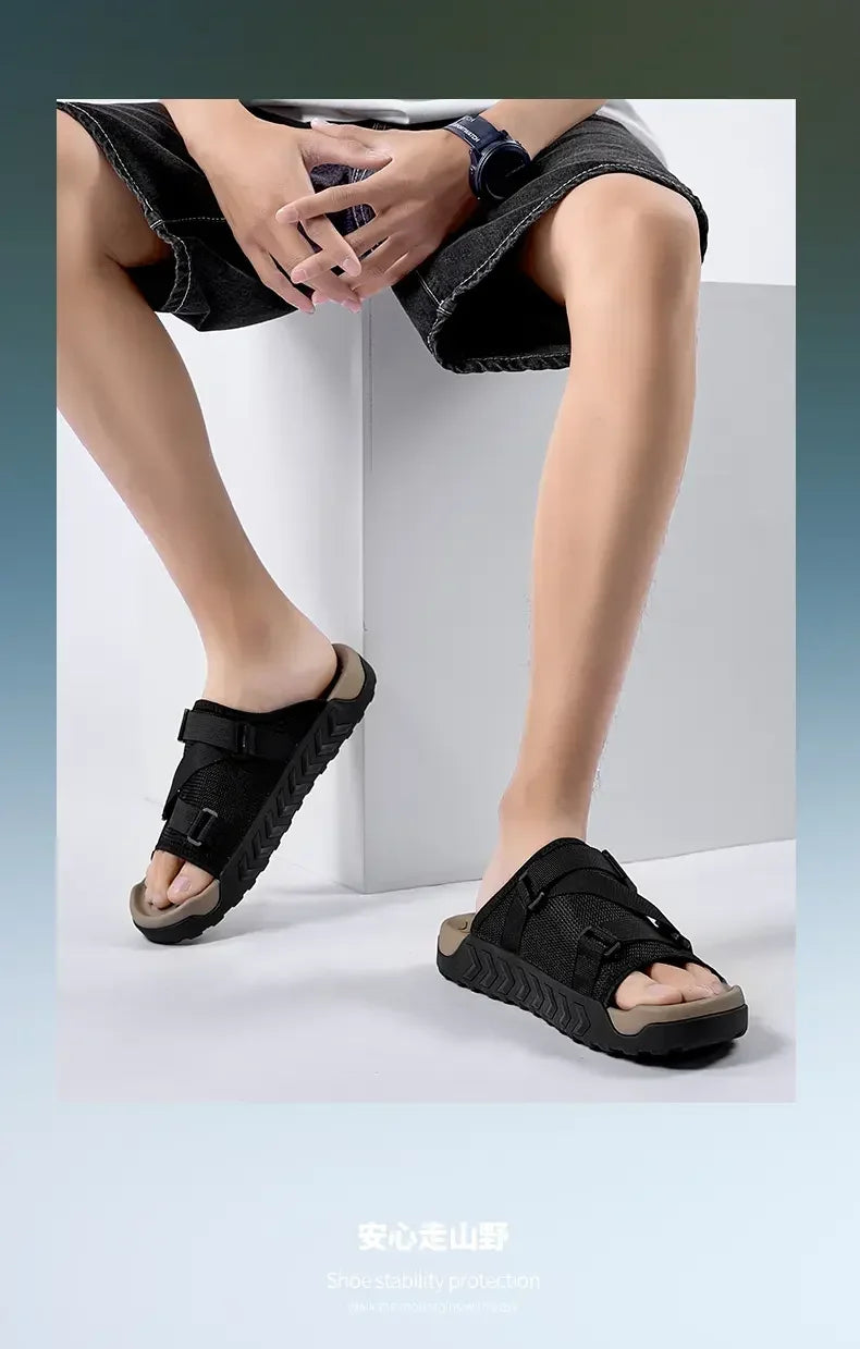 Men's Thick Soled Round Toe Fashionable Slippers Women's Comfortable Breathable Casual, Wear-resistant Sandals Summer Slippers