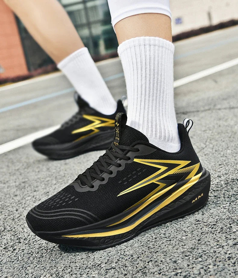 Men Women Carbon Plate Running Shoes Soft Cushion Shock Absorbing Sports Shoes Unisex Sneakers Light Anti-Slip Training Shoes