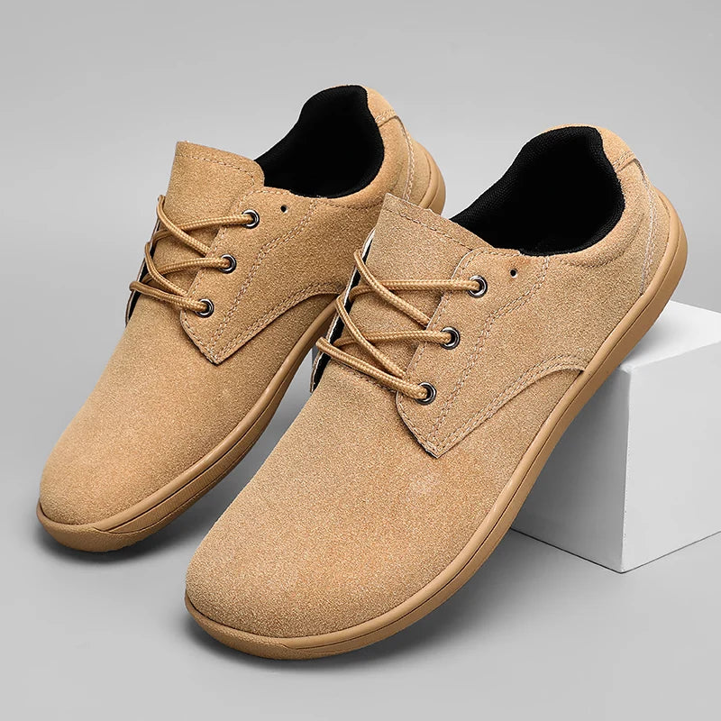 Barefoot Men's Sneakers With Wide Toe Size 48 Minimalist Cow Suede Leather Upper Casual Man Shoes Comfortable Walking Shoes