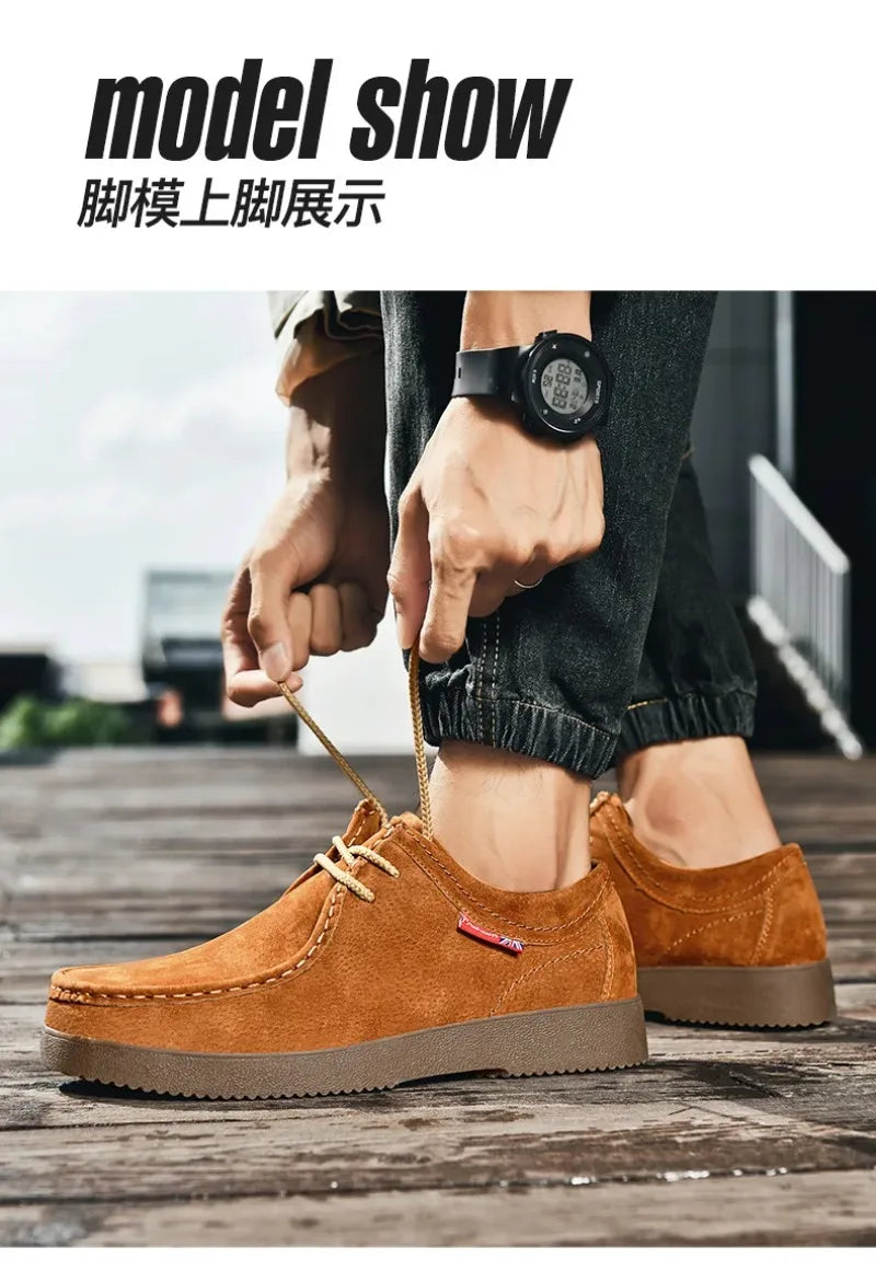 High Quality Men Casual Shoes Suede Leather Work Shoes Platform British Business Party Dress Shoes Male Lace-up Flats Sneakers