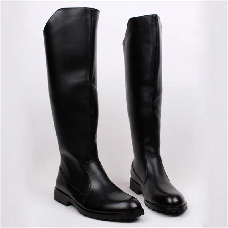 italian brand designer high motorcycle boots for men fashion stage nightclub original leather shoes autumn winter long botas man