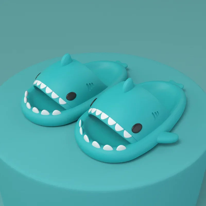 Big Size 36-47 Shark Slippers Men Flip Flops Soft EVA Flats Women Summer Beach Sandals Couple Platform Anti-Slip Bathroom Slides
