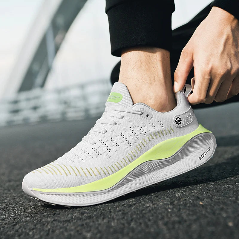 Men's breathable mesh thick-sole running shoes four season soft-sole non-slip outdoor casual sports shoes fashion light sneakers