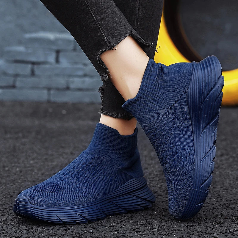 Soft Light Sneakers Men and Women Plus Size 35-46 Unisex Sports Shoes Thick Sole Cushioning EVA Slip On Ankle Socks Shoes
