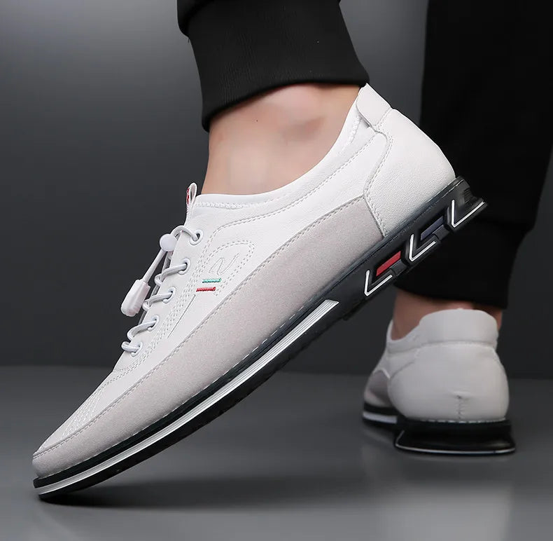 New Men's Leather Flat Casual Shoes Soft Sole Slip on Loafers Business Formal Shoes for Men Zapatos Casuales De Hombre Plus Size