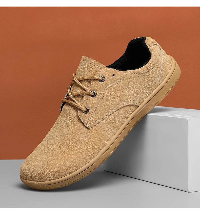 Barefoot Men's Sneakers With Wide Toe Size 48 Minimalist Cow Suede Leather Upper Casual Man Shoes Comfortable Walking Shoes