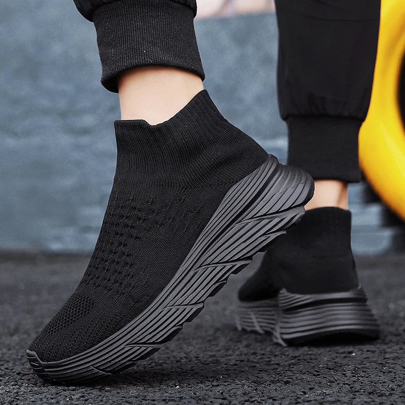 Soft Light Sneakers Men and Women Plus Size 35-46 Unisex Sports Shoes Thick Sole Cushioning EVA Slip On Ankle Socks Shoes