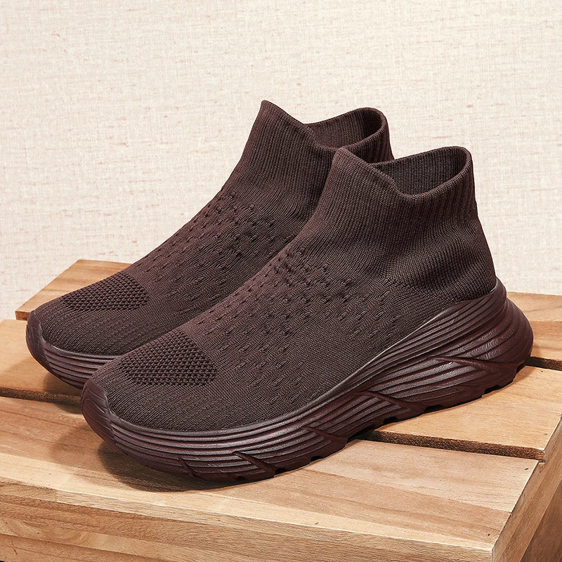 Soft Light Sneakers Men and Women Plus Size 35-46 Unisex Sports Shoes Thick Sole Cushioning EVA Slip On Ankle Socks Shoes