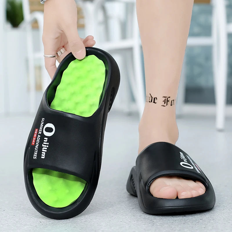 Men Slippers 2024 Summer New Platform Slides Sandals EVA Soft-sole Men Shoes Indoor Outdoor Walking Beach Shoes Flip Flops
