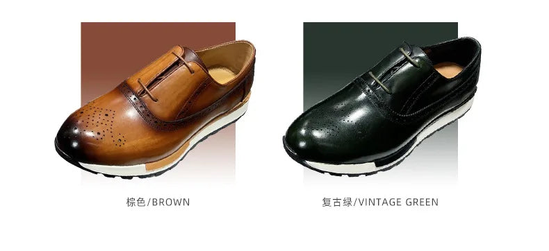 Spring Casual Shoes Men's Genuine Leather Anti-skid Sports Shoes Outdoor Walking Shoes Classic Pointed Breathable Leather Shoes