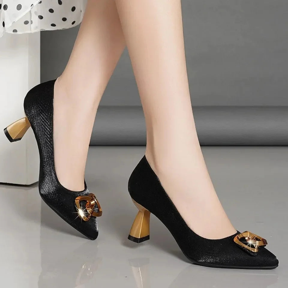 Women Cute Casual Brown High Quality High Heel Pumps Lady Casual Striped Shoes Female Sexy Party Shoes Bombas De Mujeres E5131