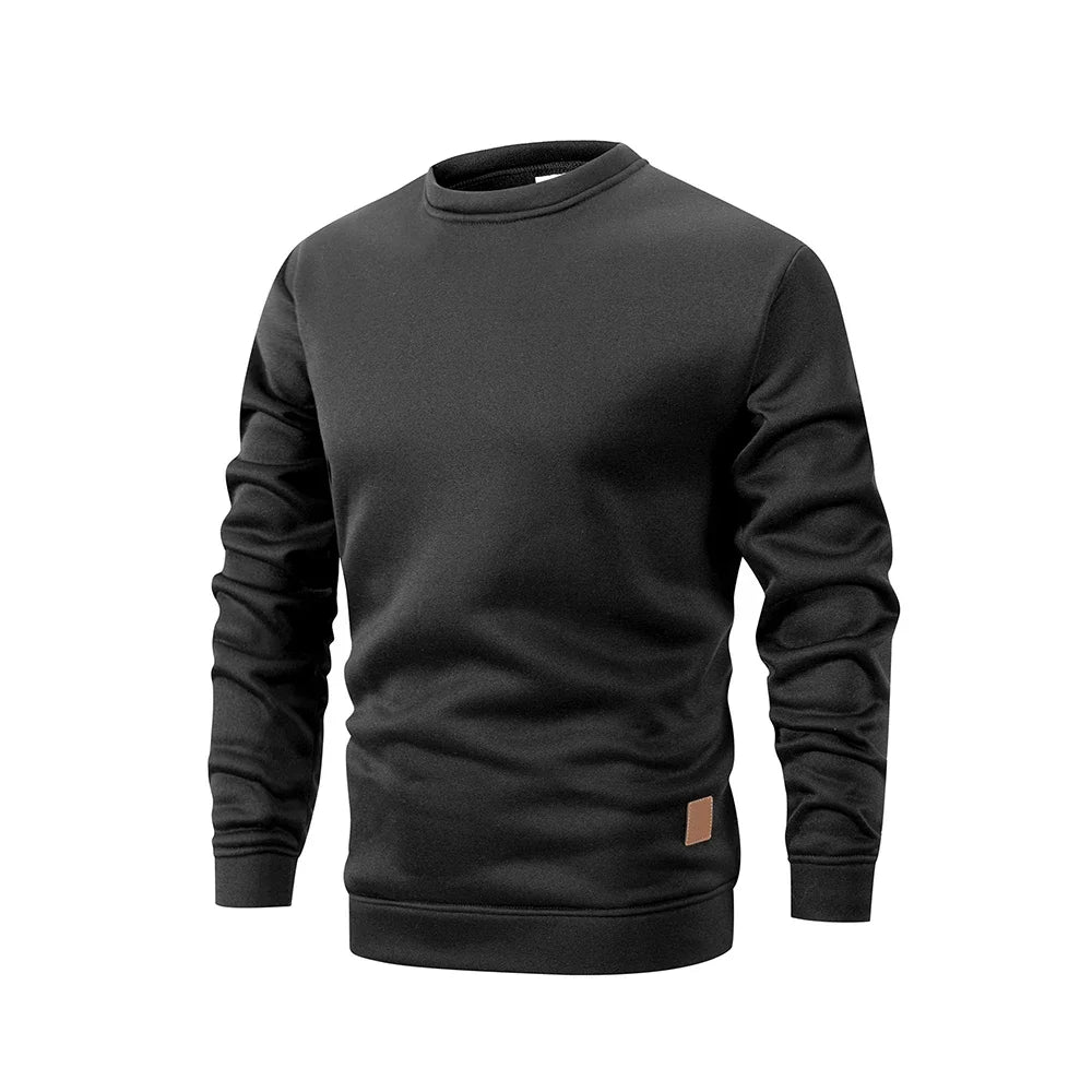 Men's Warm Crew Neck Sweatshirt Fleece Lined Thermal Pullover Autumn Winter Fashion Casual Sweater Loose Knit Long Sleeve Hoodie