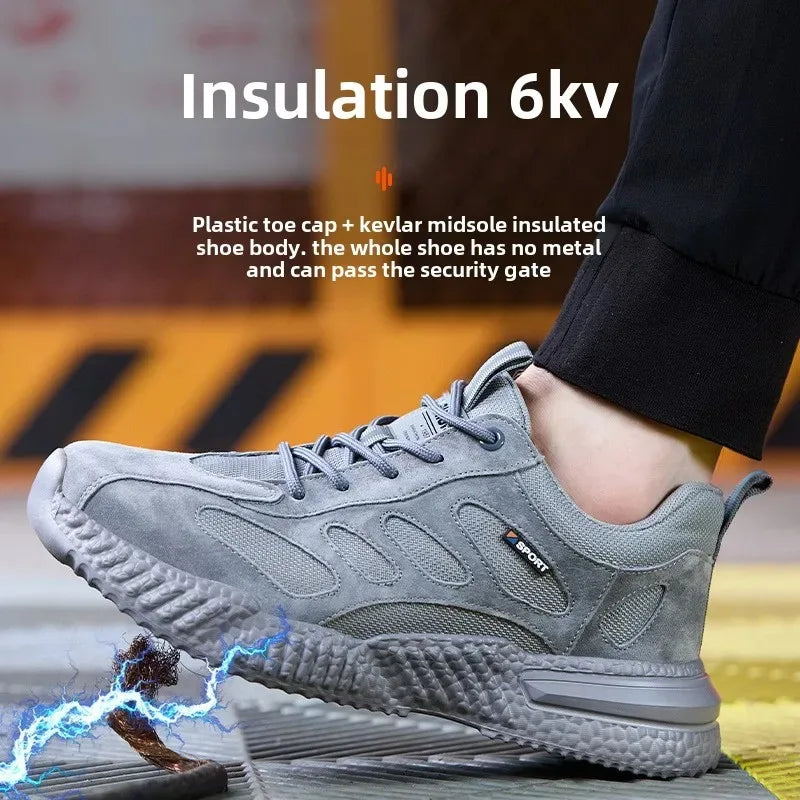 plastic toe cap safety shoes lightweight comfortable construction shoes for men protective work sneakers anti-slip work shoes