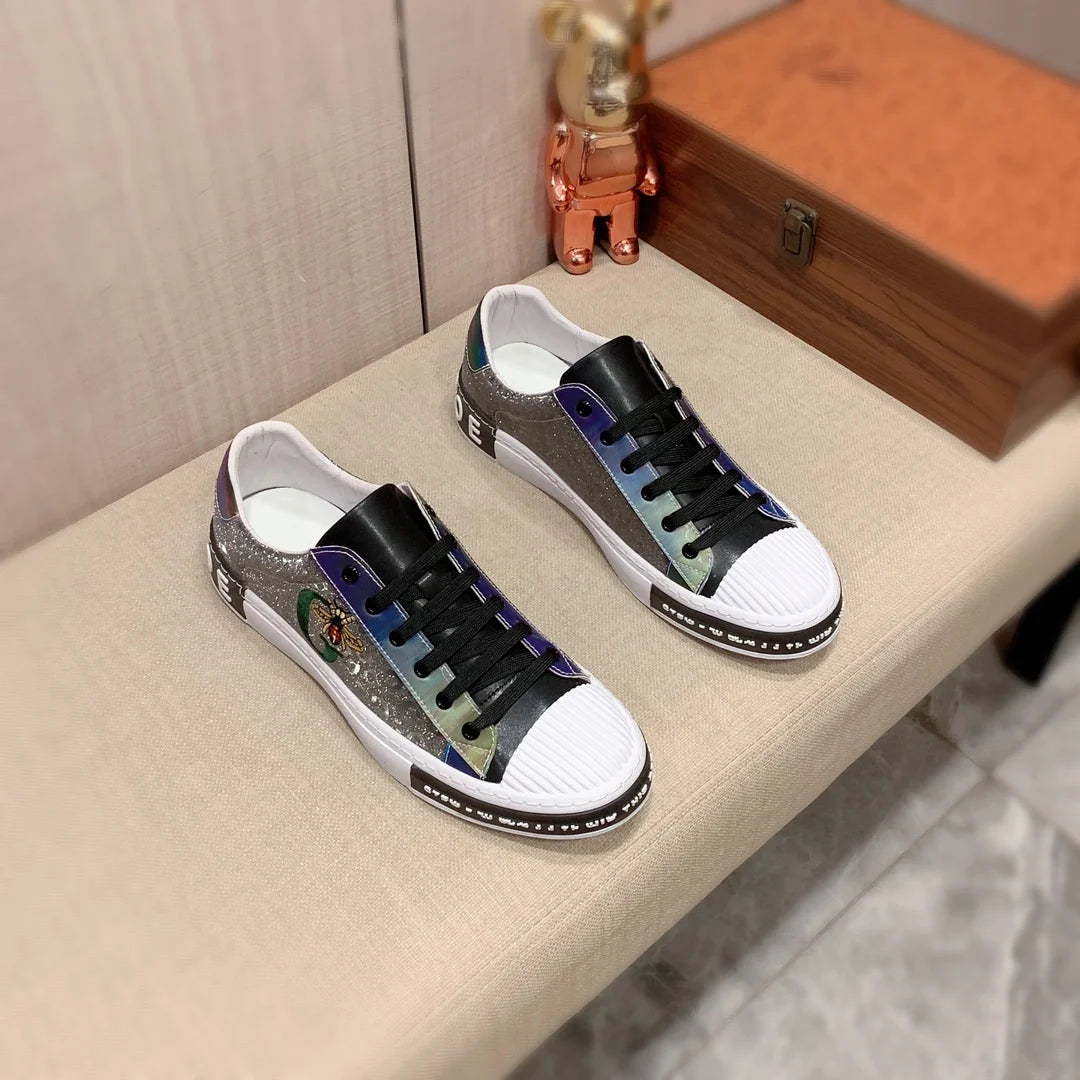 Men's Genuine Leather Sports Sneakers Casual Leather Strap Light Soft Sole Comfortable Lace-Up Shoes
