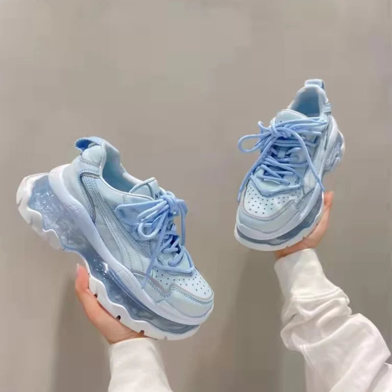 Shoes Women Sneakers Fashion Sole Design Light Color Summer Chunky Luxury Casual Sports Lace-up Basic Walking Shoes