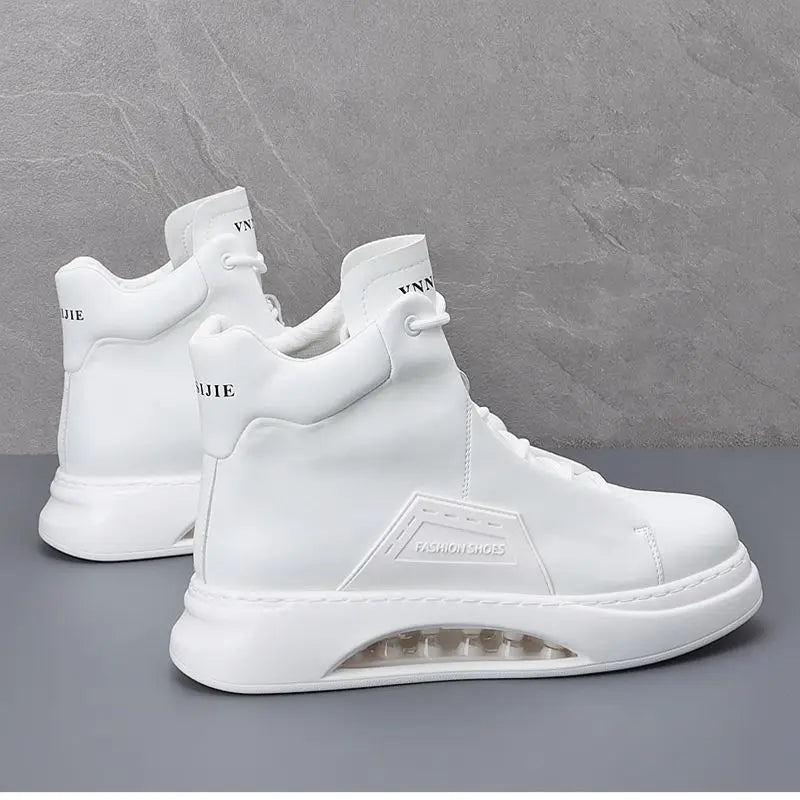 Luxury brand casual sneaker for men White high top air cushion sneakers Man Comfortable Soft Lace up botas masculino 2024