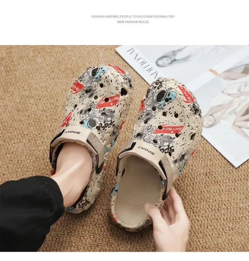 Plus Size 47 Summer Men Sandals Clogs Outdoor Garden Clogs Hole Shoes Male Casual Shoes Water Shoes Comfort Home Soft Slippers