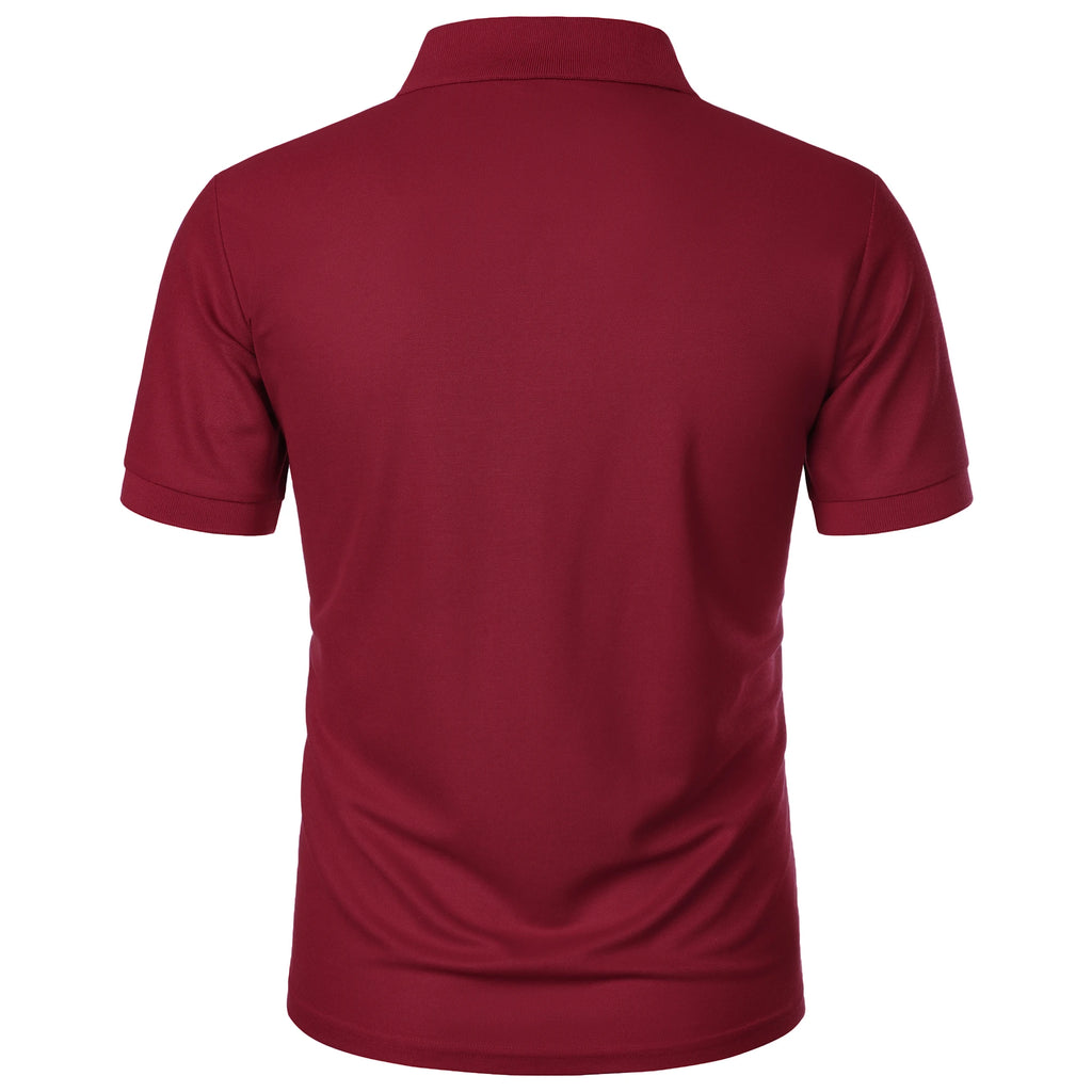 Men's solid color short-sleeved button-down lapel T-shirt casual top